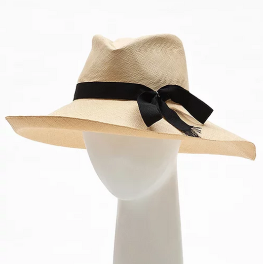 The Cuenca Super Fine hat with black ribbon