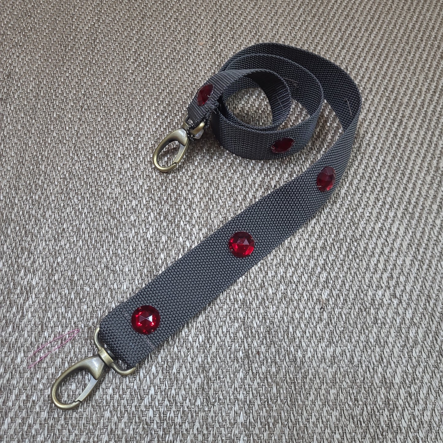 Charcoal + ruby bag strap