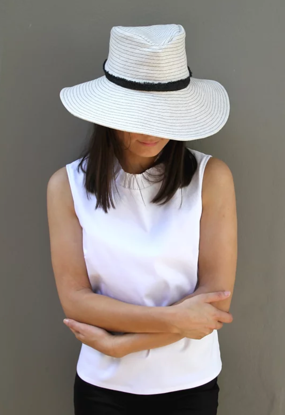 Open top wide brim hat sales